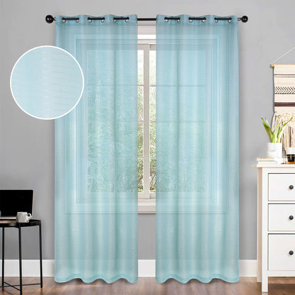 Jackson Striped Sheer Window Curtain Panels - Baby Blue