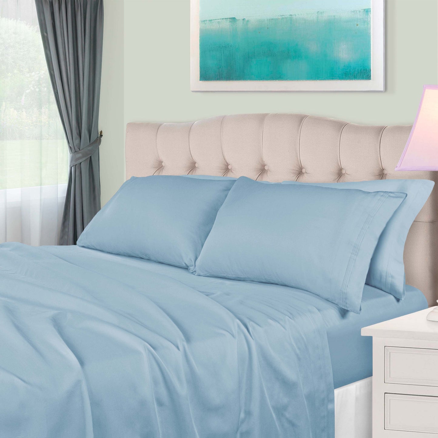 Egyptian Cotton 650 Thread Count Eco-Friendly Solid Sheet Set - BabyBlue