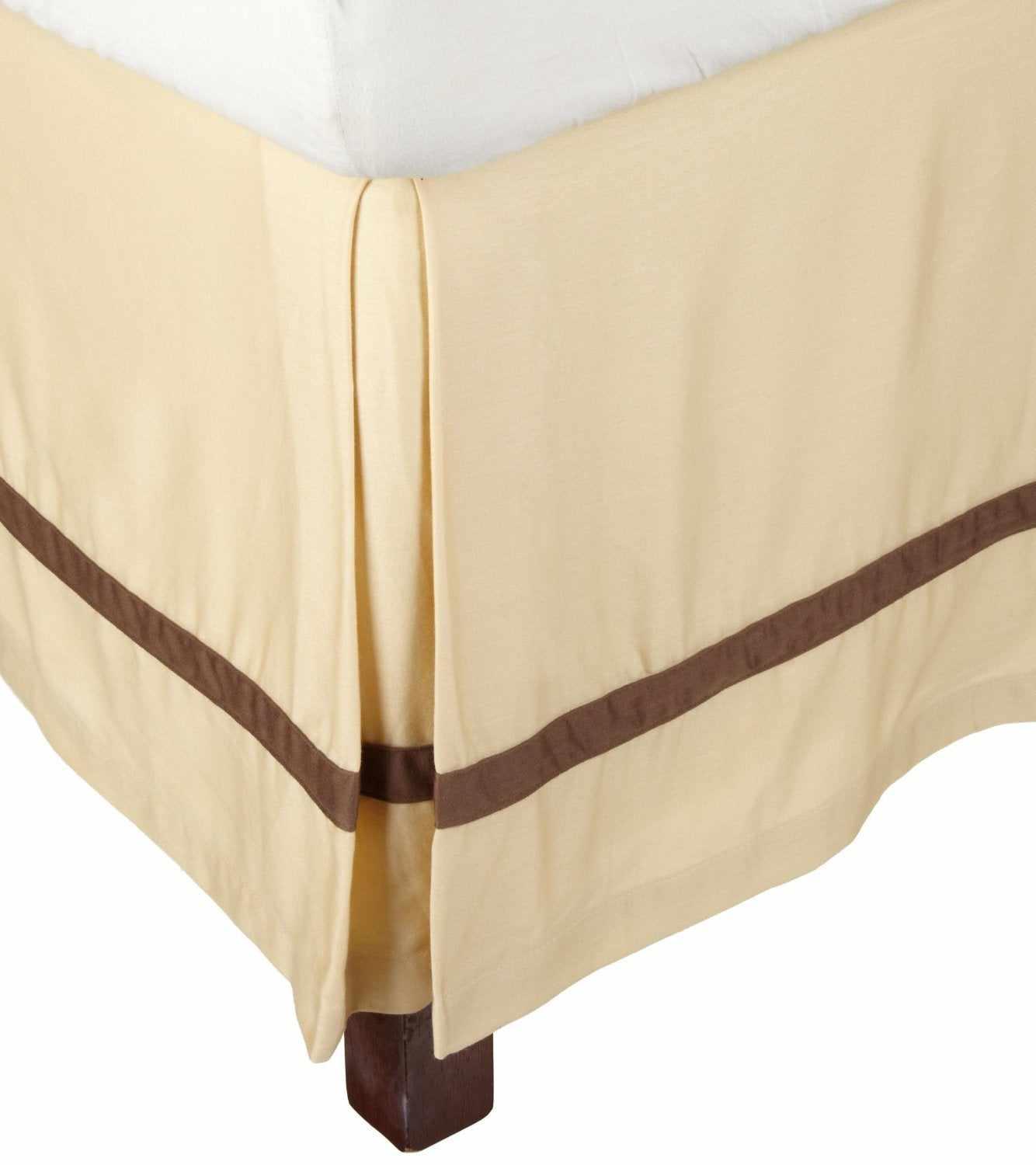 Band Border 15 Inch Drop Cotton Bedskirt  - Honey/Mocha