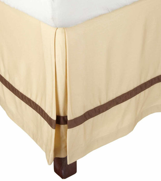 Band Border 15 Inch Drop Cotton Bedskirt  - Honey/Mocha