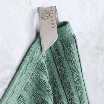 Soho Ribbed Cotton Absorbent Bath Towel Set of 4 - Basil