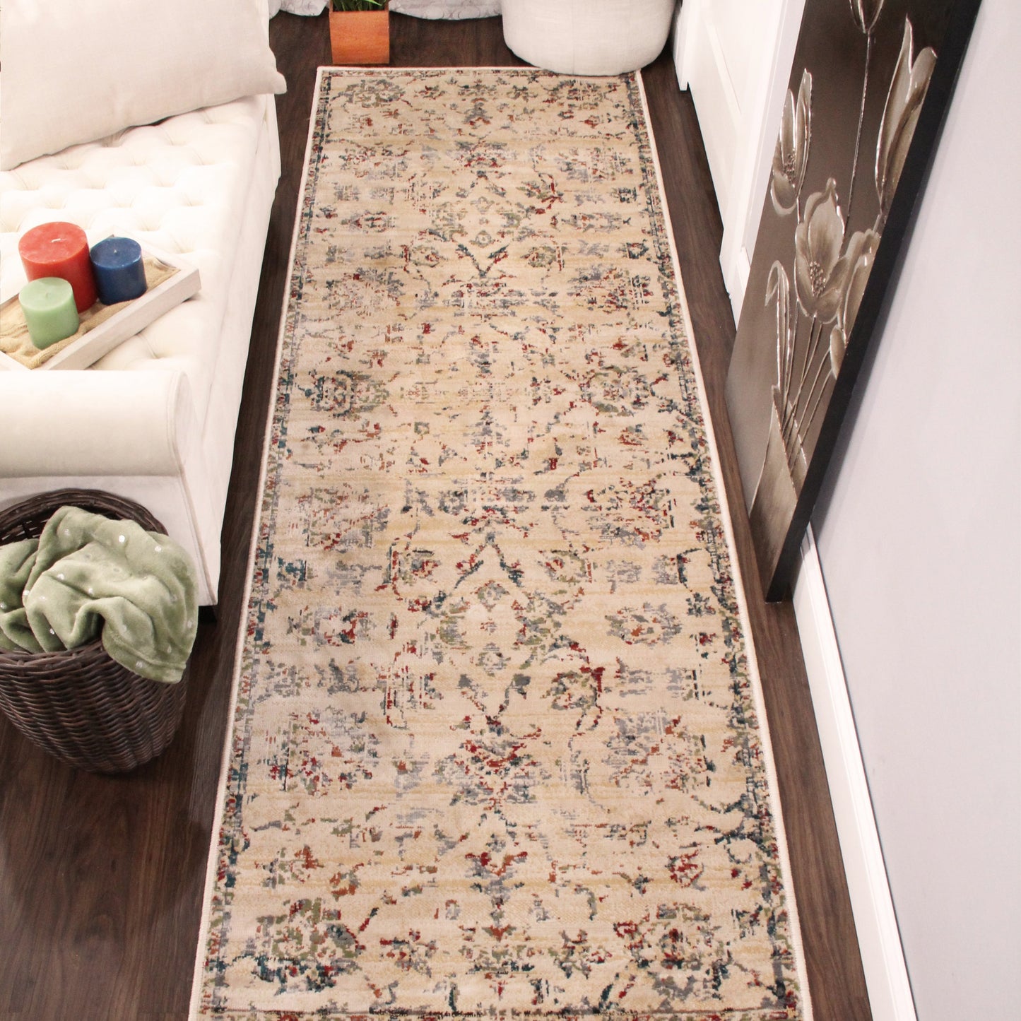 Superior Basilio Modern Farmhouse Medallion Indoor Area Rug Or Runner Rug Or Door Mat - Red