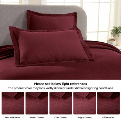 Basket Weave Matelasse Cotton Bedspread Set - Garnet