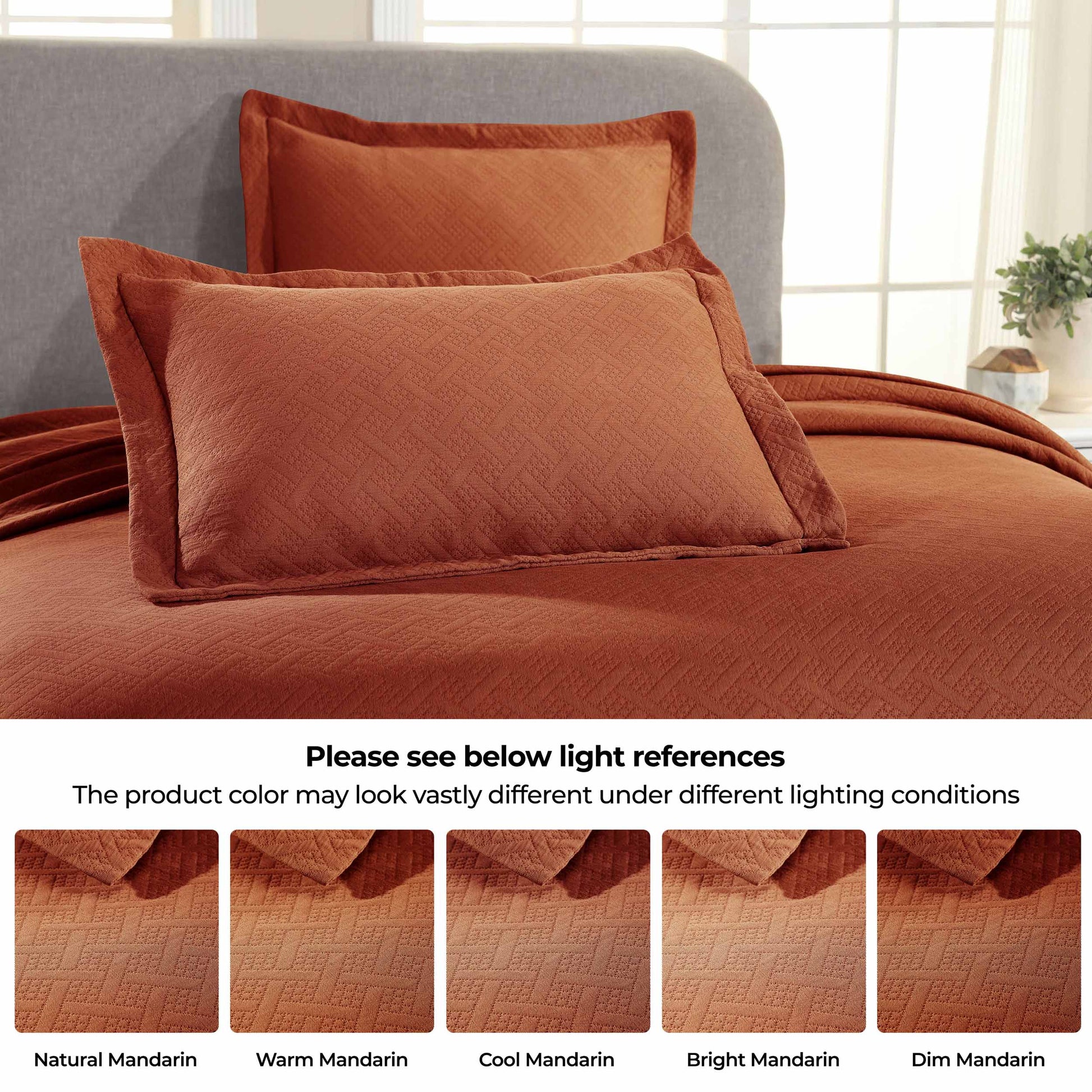 Basket Weave Matelasse Cotton Bedspread Set - Mandarin