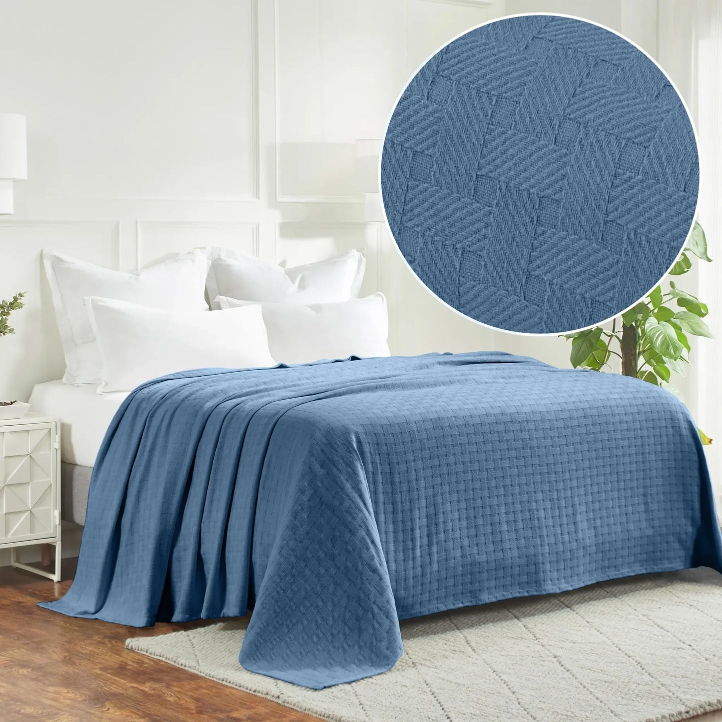Basketweave All Season Cotton Blanket