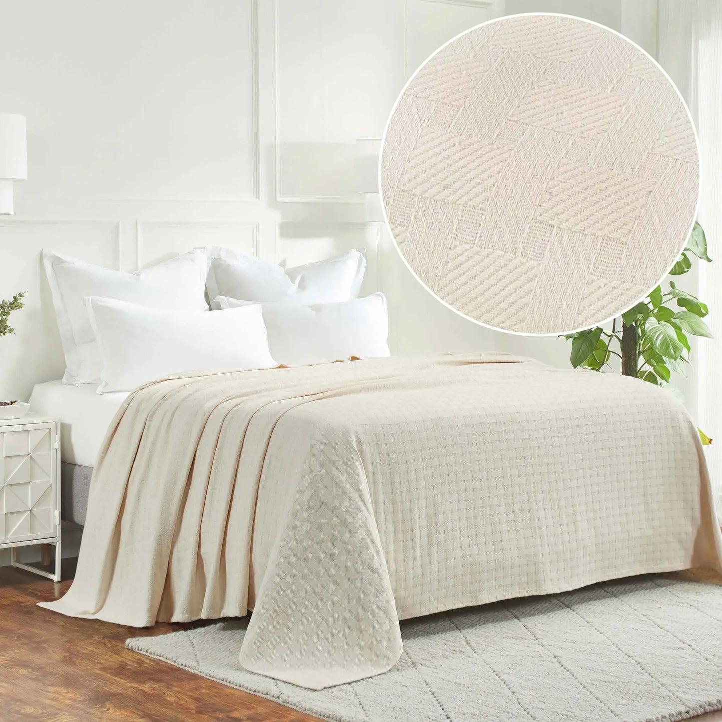 Basketweave All Season Cotton Blanket