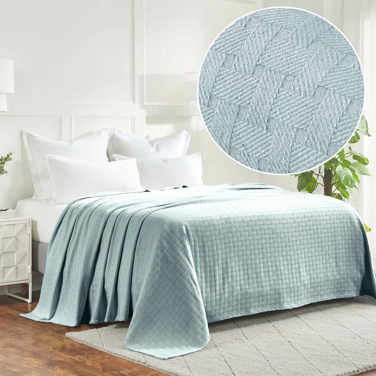 Basketweave All Season Cotton Blanket