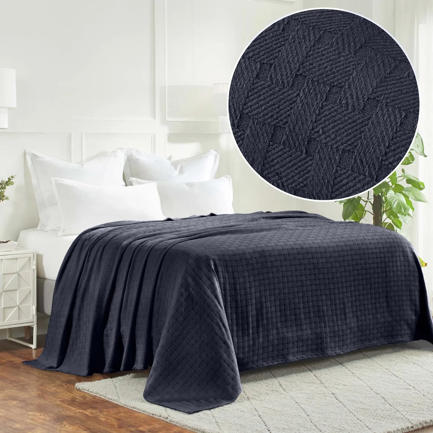 Basketweave All Season Cotton Blanket