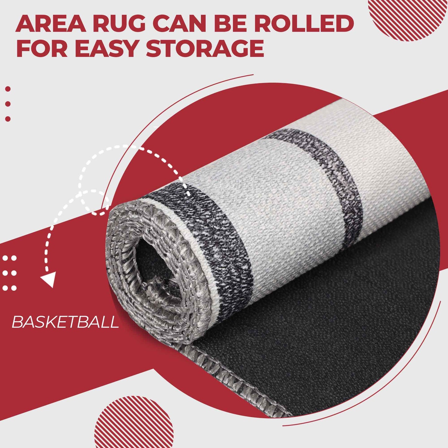 Basketball Court Playroom Non-Slip Kids Washable Indoor Area Rug - Ivory