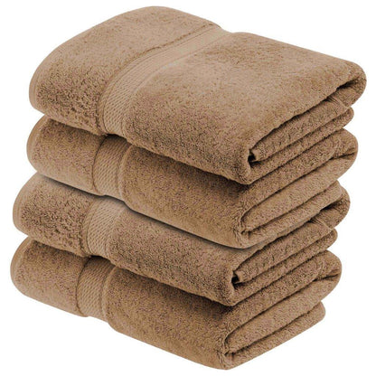 Egyptian Cotton Pile Plush Heavyweight Absorbent Bath Towel (Set of 4) - Chocolate