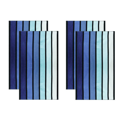 Coastal Blues Cotton Oversized 4 Piece Beach Towel Set