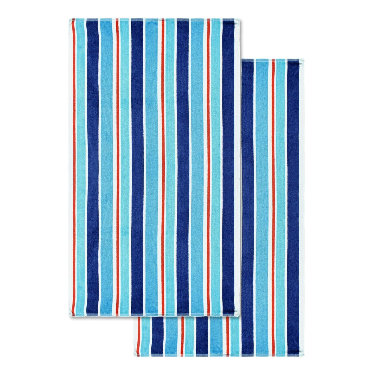 Ocean Stripe Oversized Cotton 2 Piece Beach Towel Set