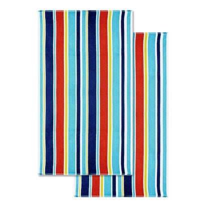 Oceana Stripe Oversized Cotton 2 Piece Beach Towel Set