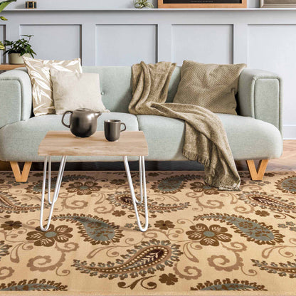 Parkway Vintage Floral Indoor Area Rug or Runner Rug - Beige