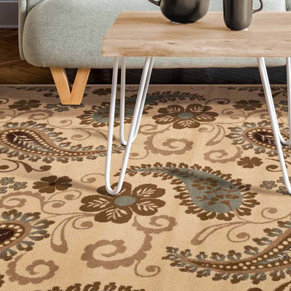Parkway Vintage Floral Indoor Area Rug or Runner Rug - Beige