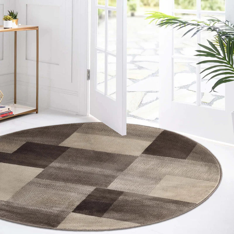 Clifton Geometric Color Block Plush Indoor Area Rug or Runner Rug - Beige