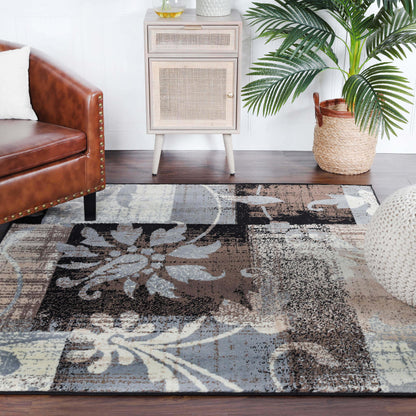 Pastiche Contemporary Floral Patchwork Indoor Area Rug or Runner - Beige