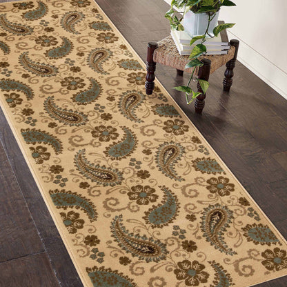 Parkway Vintage Floral Indoor Area Rug or Runner Rug - Beige