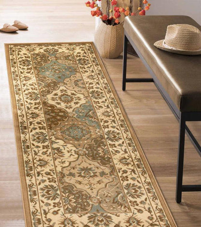 Palmyra Traditional Floral Medallion Indoor Area Rug Or Runner Rug - Beige