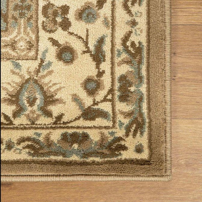 Palmyra Traditional Floral Medallion Indoor Area Rug Or Runner Rug - Beige