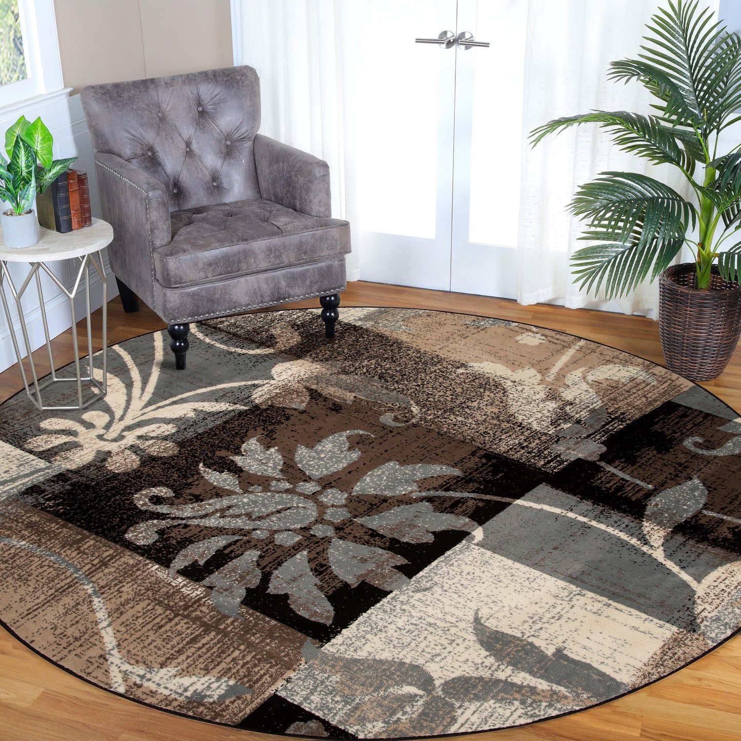 Pastiche Contemporary Floral Patchwork Indoor Area Rug or Runner - Beige