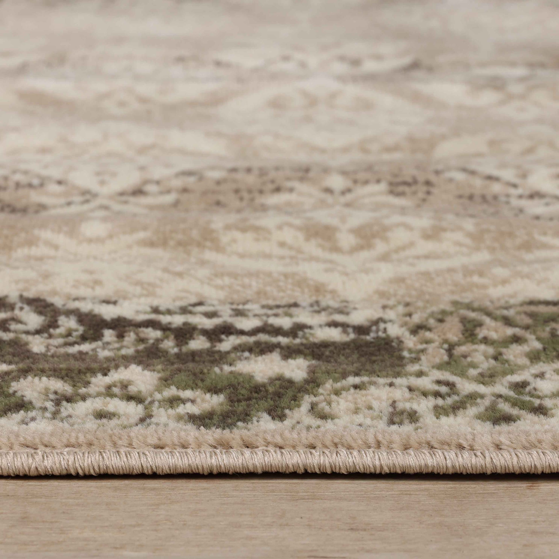 Mystique Distressed Damask Contemporary Area Rug - Beige