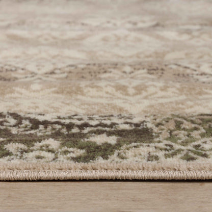 Mystique Distressed Damask Contemporary Area Rug - Beige