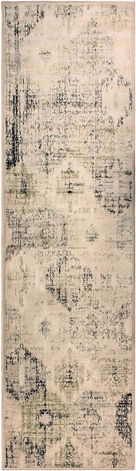 Arabella Heavily Distressed Retro Geometric Area Rug or Runner - Beige