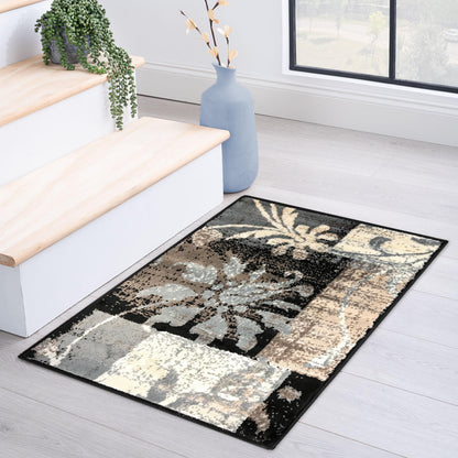 Pastiche Contemporary Floral Patchwork Indoor Area Rug or Runner - Beige