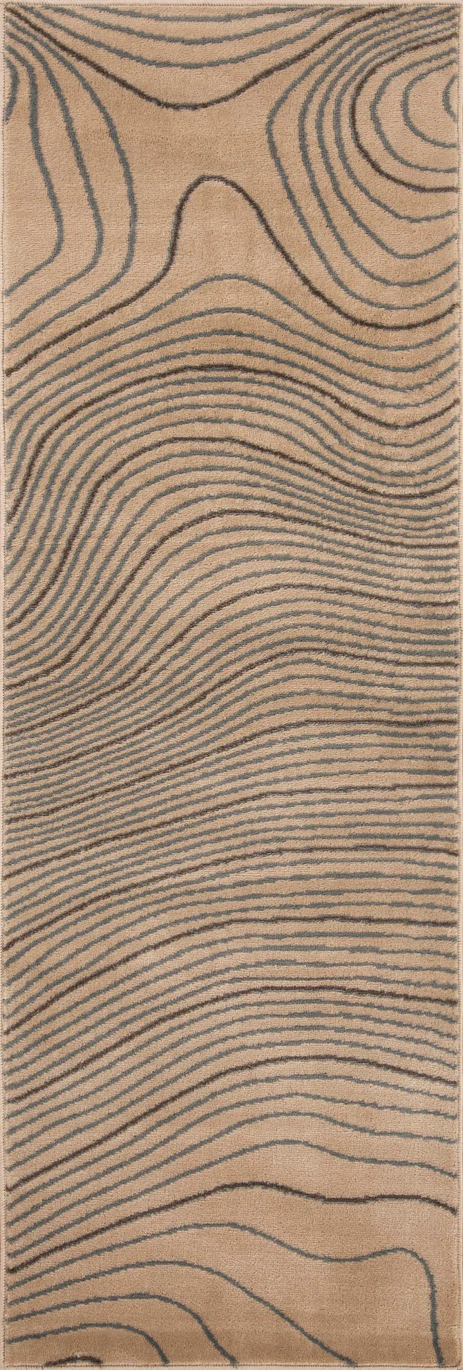 Veer Modern Abstract Wood Grain Indoor Area Rug or Runner - Beige