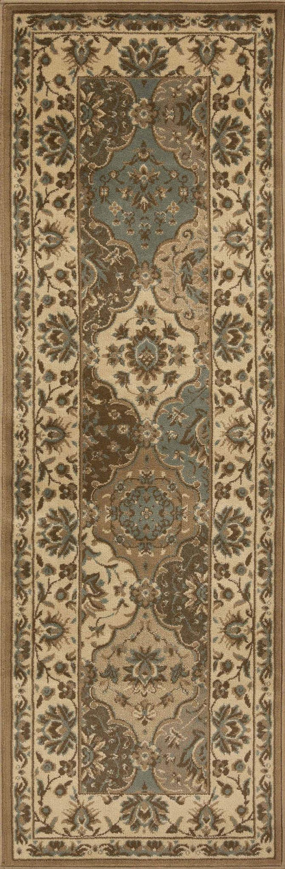 Palmyra Traditional Floral Medallion Indoor Area Rug Or Runner Rug - Beige