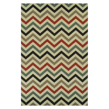 Chevron Zig-Zag Geometric Modern Indoor Outdoor Area Rug - Beige