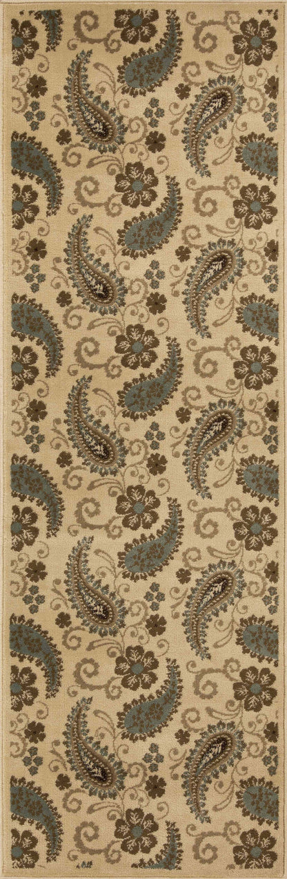 Parkway Vintage Floral Indoor Area Rug or Runner Rug - Beige