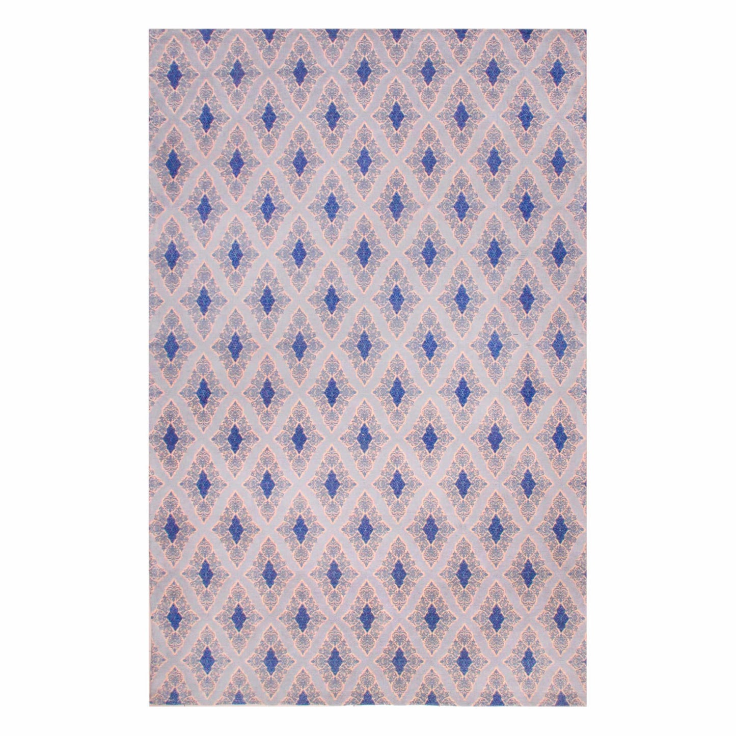 Superior Birmingham Diamond Medallion Handwoven Cotton Chenille Area Rug - Blue