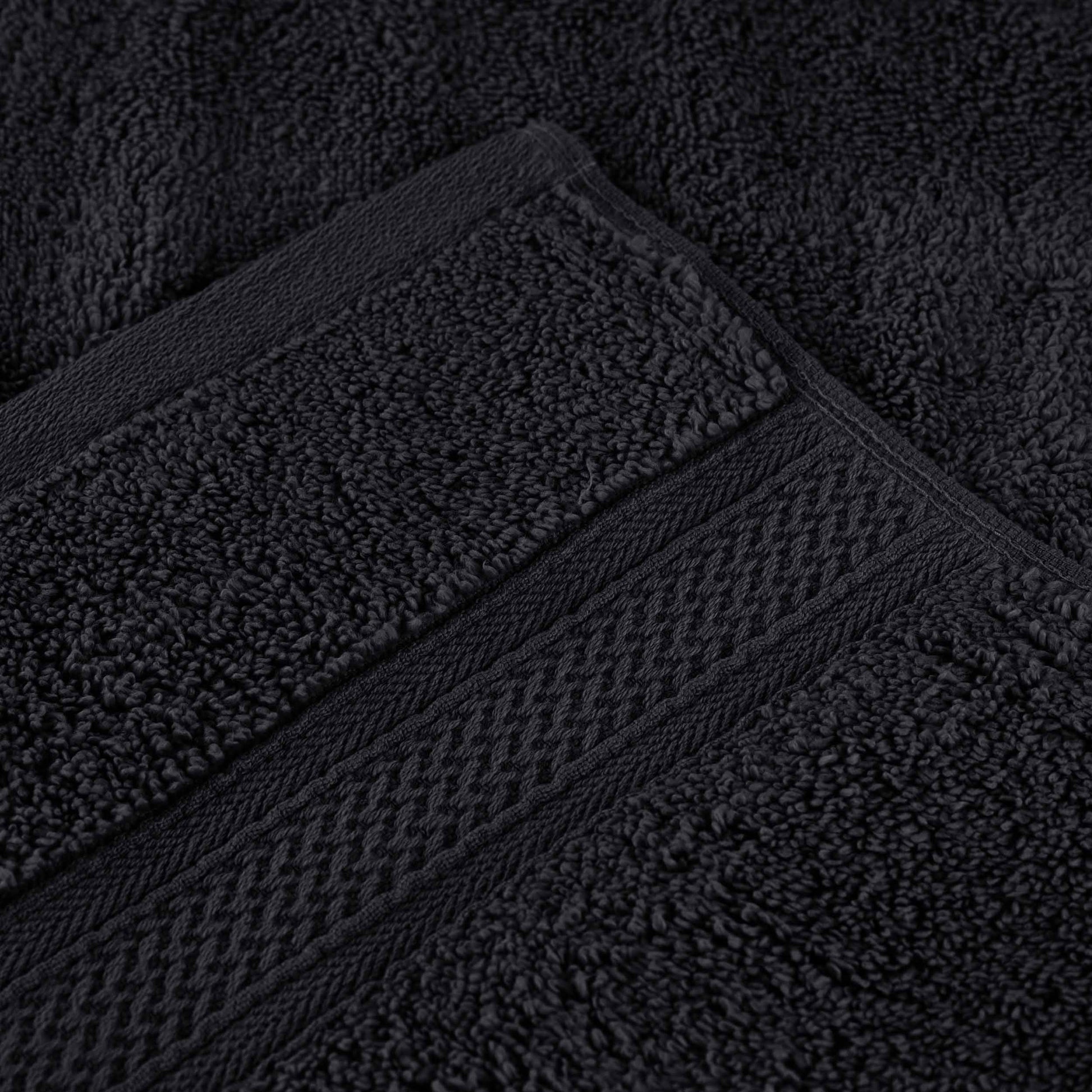Chevron Zero Twist Solid and Jacquard Soft Cotton 6 Piece Towel Set - Black