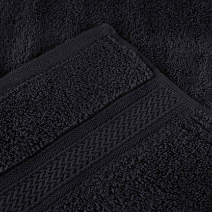 Chevron Zero Twist Solid and Jacquard Soft Cotton 6 Piece Towel Set - Black