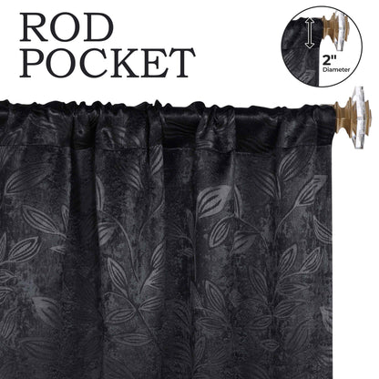 Leaves Room Darkening Grommet Rod Pocket Curtain Panels, Set of 2