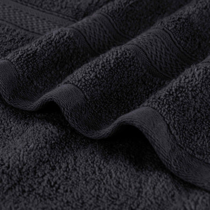 Chevron Zero Twist Solid and Jacquard Soft Cotton 6 Piece Towel Set - Black