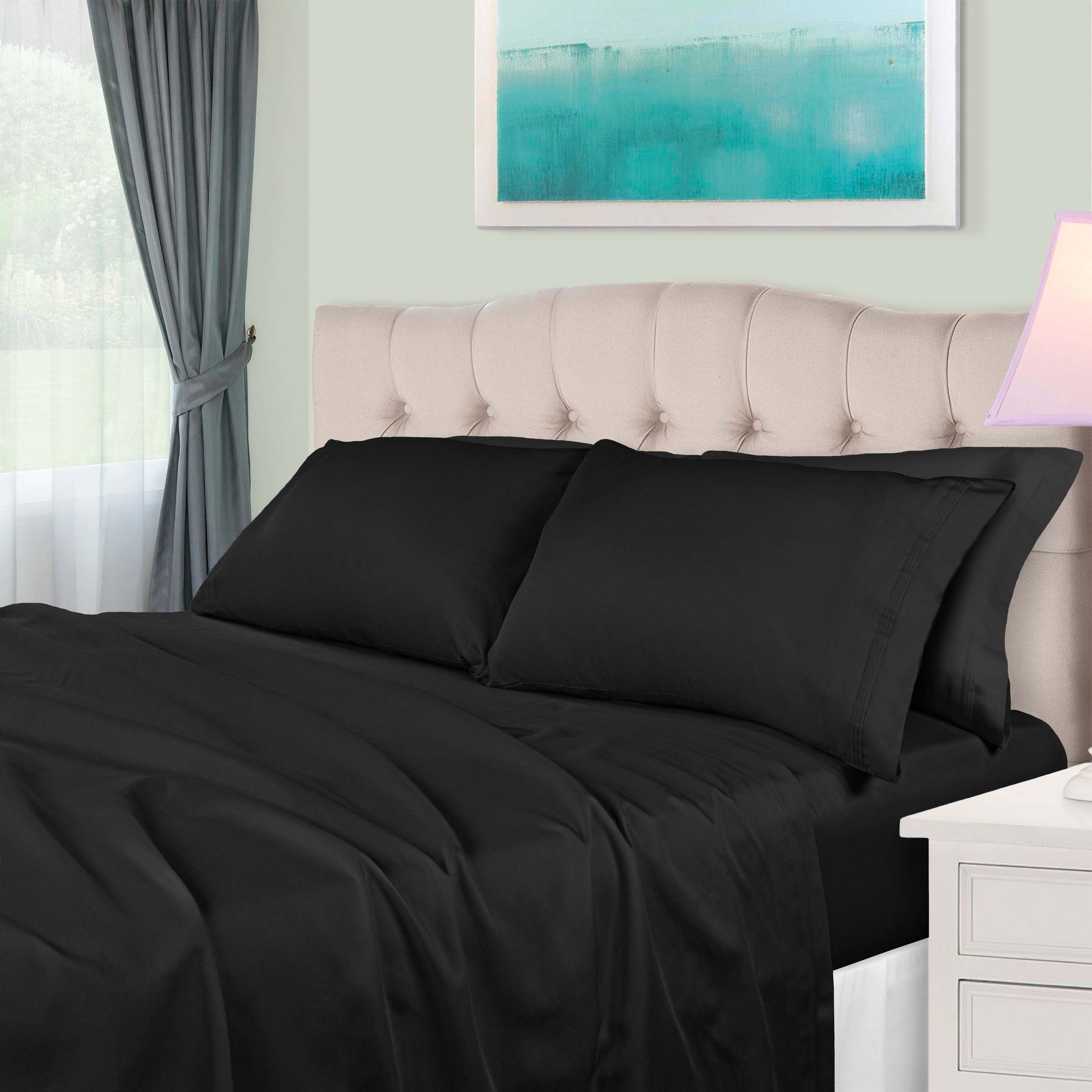 Egyptian Cotton 650 Thread Count Eco-Friendly Solid Sheet Set - Black