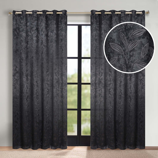 Leaves Room Darkening Grommet Blackout Curtain Panels, Set of 2