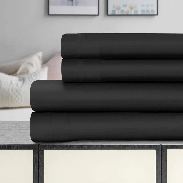 Egyptian Cotton 700 Thread Count Eco Friendly Solid Sheet Set - Black