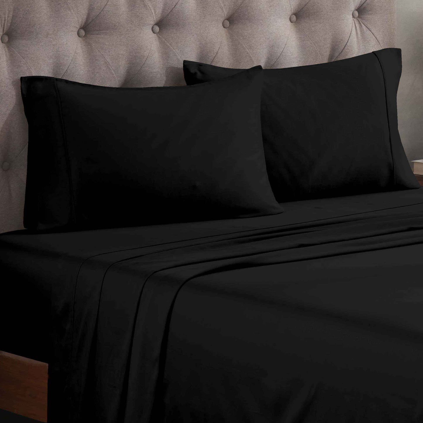 Egyptian Cotton 300 Thread Count Solid Deep Pocket Sheet Set - Black