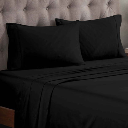Egyptian Cotton 300 Thread Count Solid Deep Pocket Sheet Set - Black