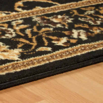 Barringer Floral Damask Traditional 3-Piece Area Rug Set - Black