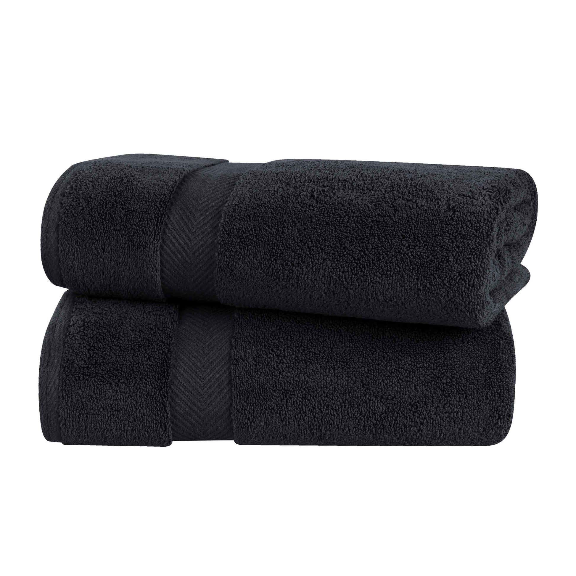 Zero-Twist Smart-Dry Combed Cotton 2 Piece Bath Sheet Set - Black