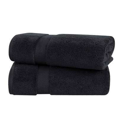 Zero-Twist Smart-Dry Combed Cotton 2 Piece Bath Sheet Set - Black