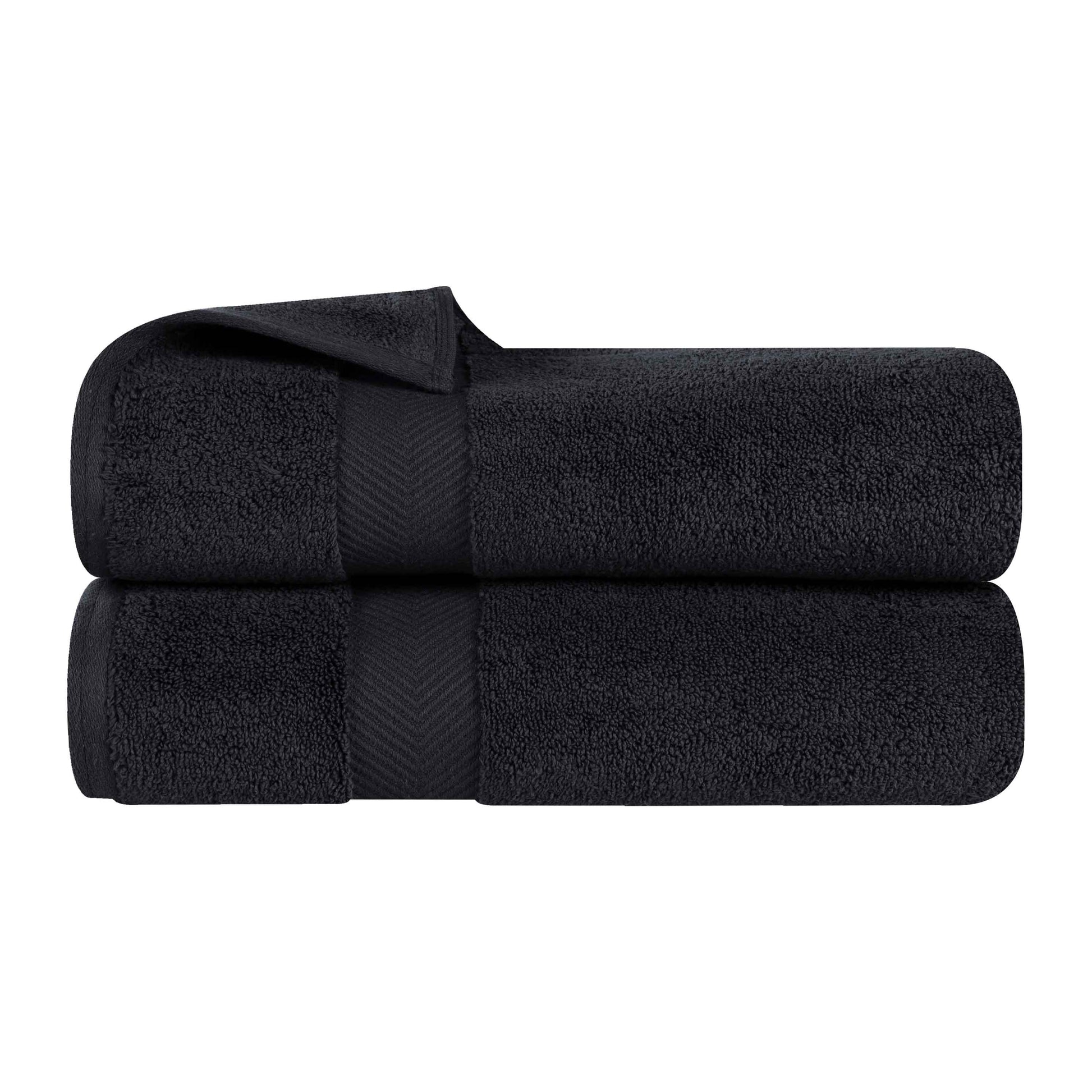 Zero Twist Smart Dry Combed Cotton 2 Piece Bath Towel Set - Black