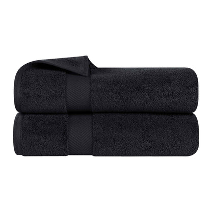 Zero Twist Smart Dry Combed Cotton 2 Piece Bath Towel Set - Black