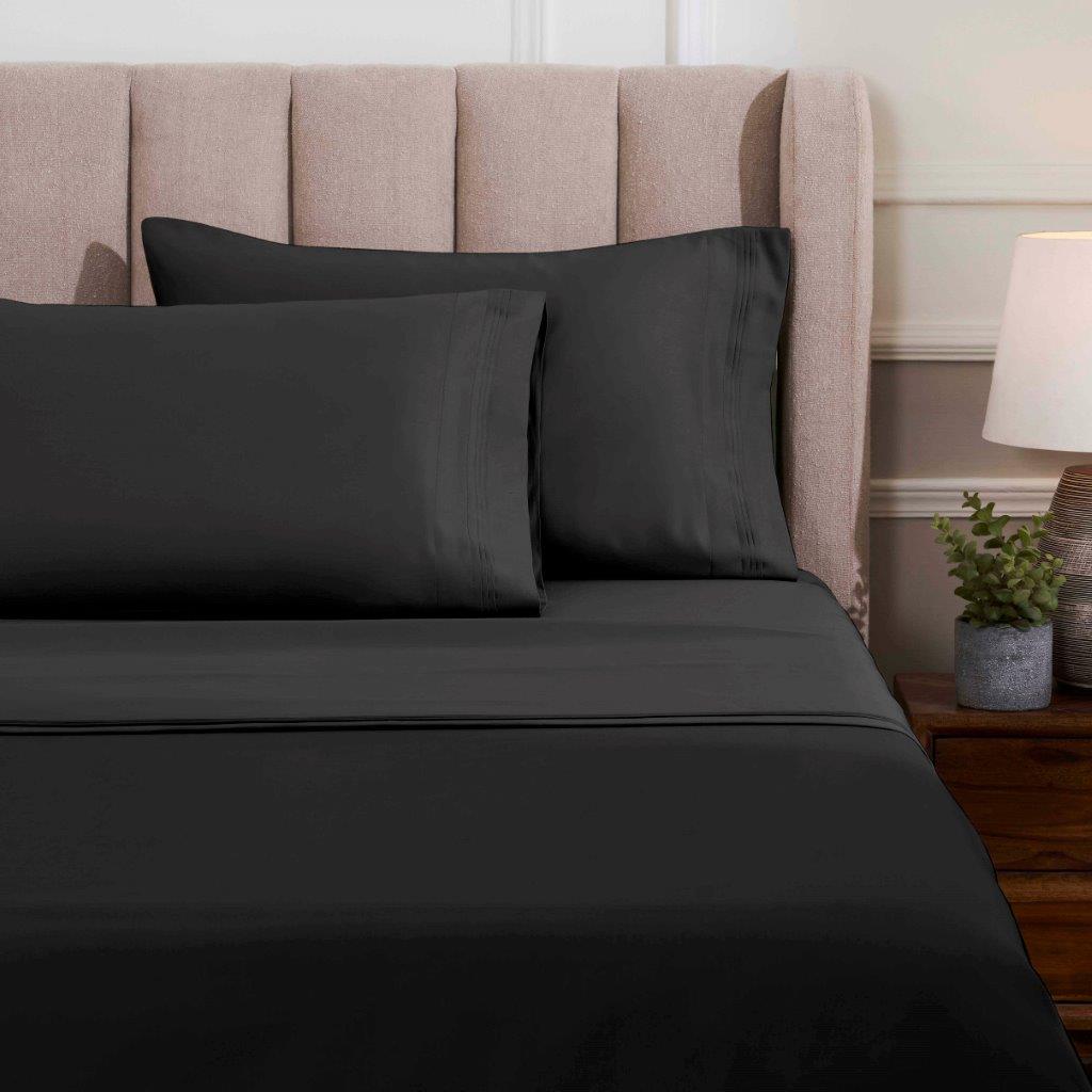 Egyptian Cotton 1500 Thread Count Eco Friendly Solid Sheet Set - Black