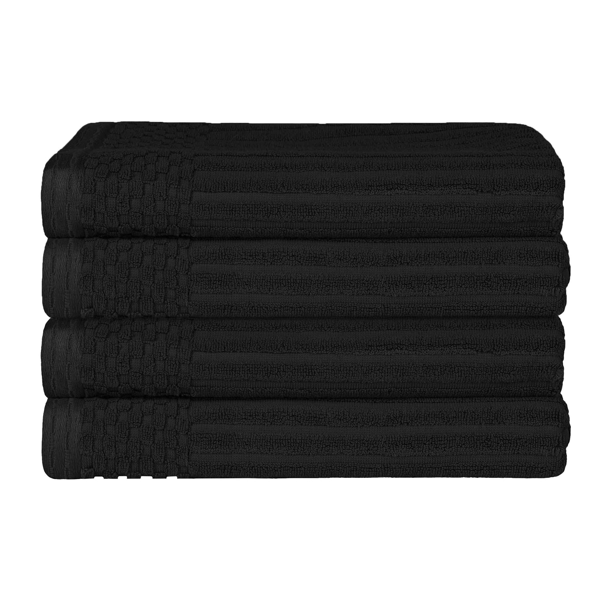 Soho Ribbed Cotton Absorbent Bath Towel Set of 4 - Black